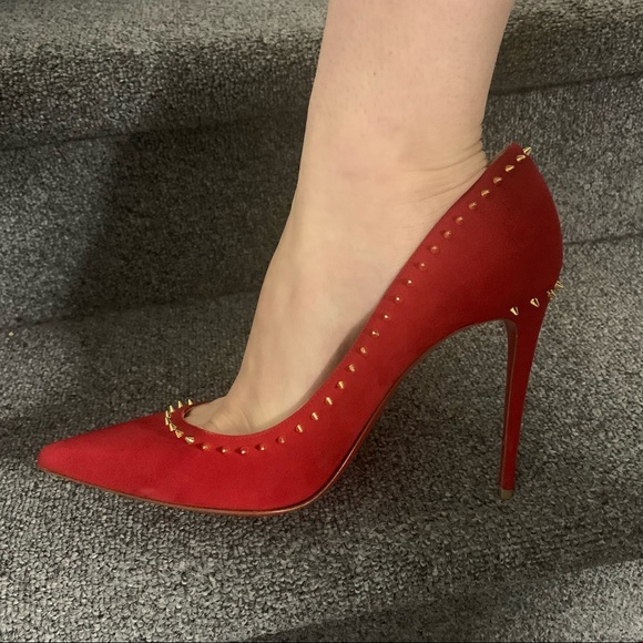 NIB Christian Louboutin Anjalina Red Suede Pumps - Picture 8 of 8